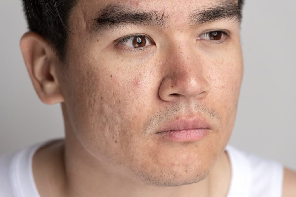 Acne littekens gezicht man – subtiel verminderen van acne littekens en egalere huid