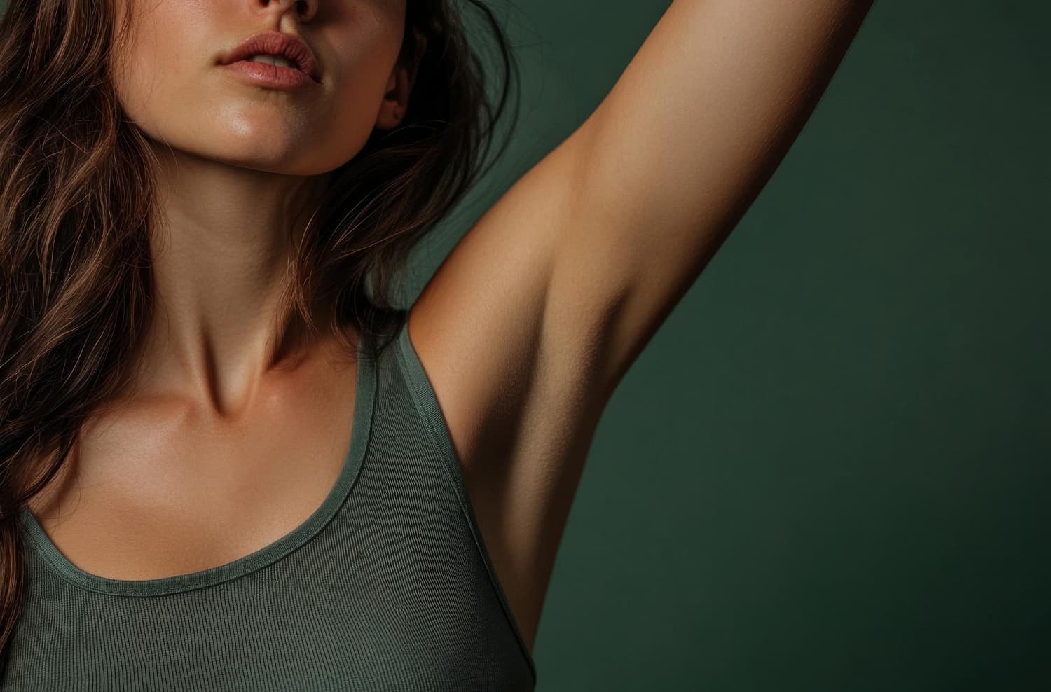 Gladde oksel zonder stoppels na behandeling tegen overmatige haargroei oksels